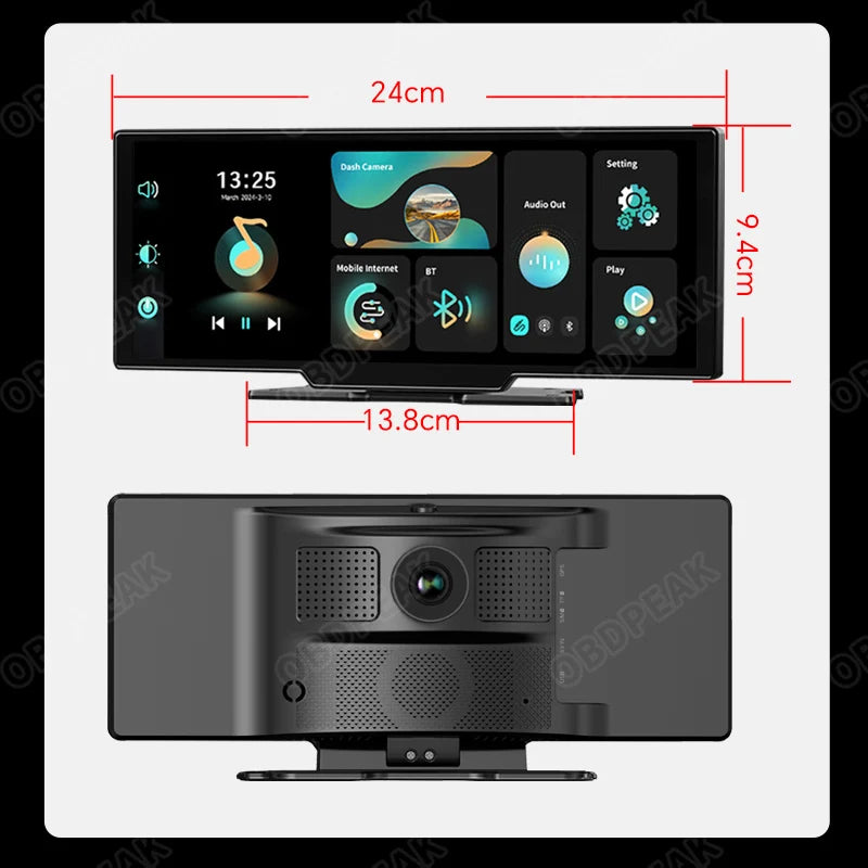 K2 2.0 Dash Cam 10.26" 4K Car Dvr Camera Carplay & Android Auto GPS Navigation Rearview Mirror Dashboard Video Recorder